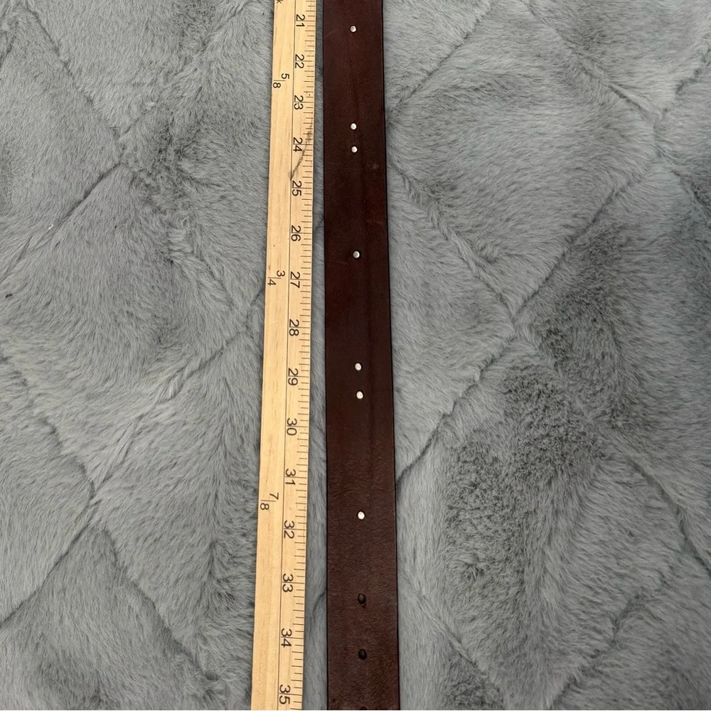 Vintage 90s Leather Statement Belt Western Festival Rodeo Silver Buckle Brown - Picture 11 of 13